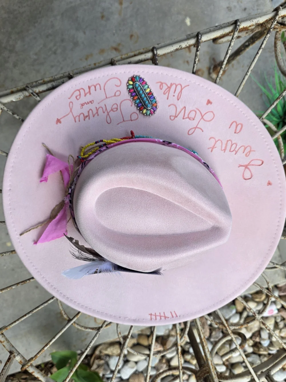 Pink Embellished Felt Cowboy Hat